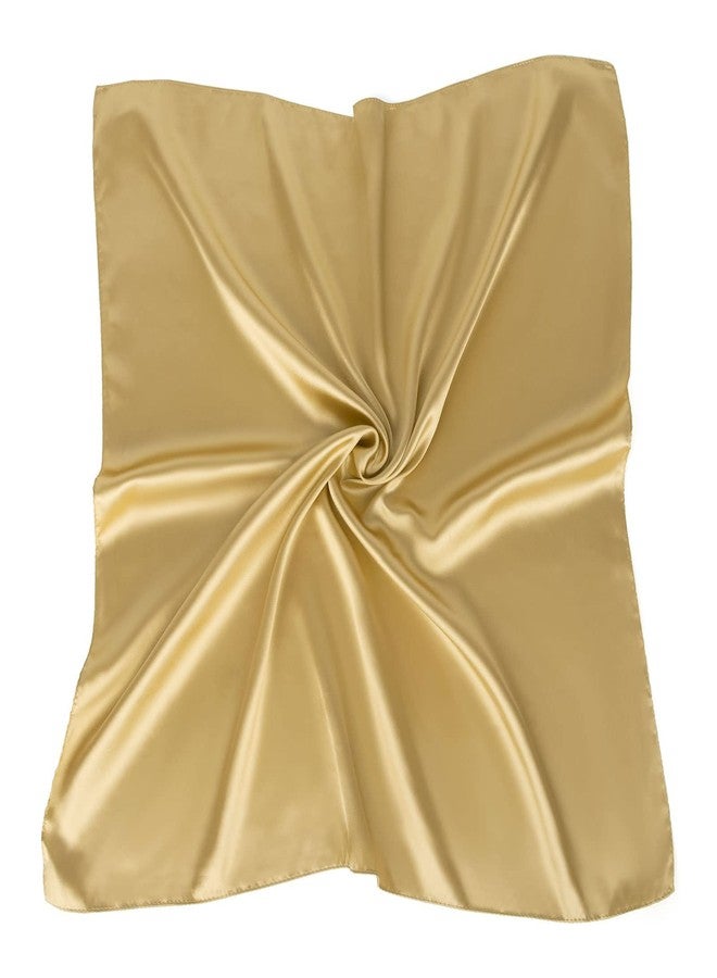 TopTie 23 Inch Square Satin Scarf, Handkerchief Bandana, Head Scarf Neck Gaiter - Golden - Image 2